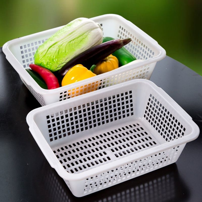 塑料框子长方形筛超市零食镂空收纳筐沥水篮果店蔬菜小箩筐白