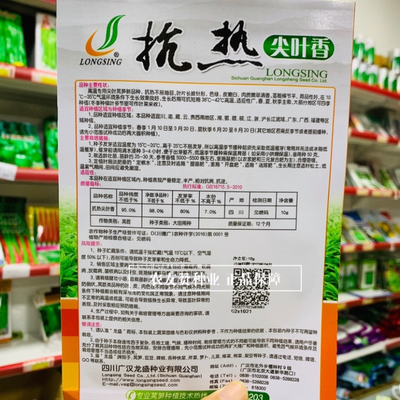 龙盛抗热尖叶香莴笋种子高温专用尖叶莴笋品种嫩脆清香