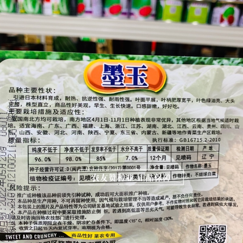 晓富墨玉青菜种子叶色绿油亮青菜种子耐热耐雨大头束腰