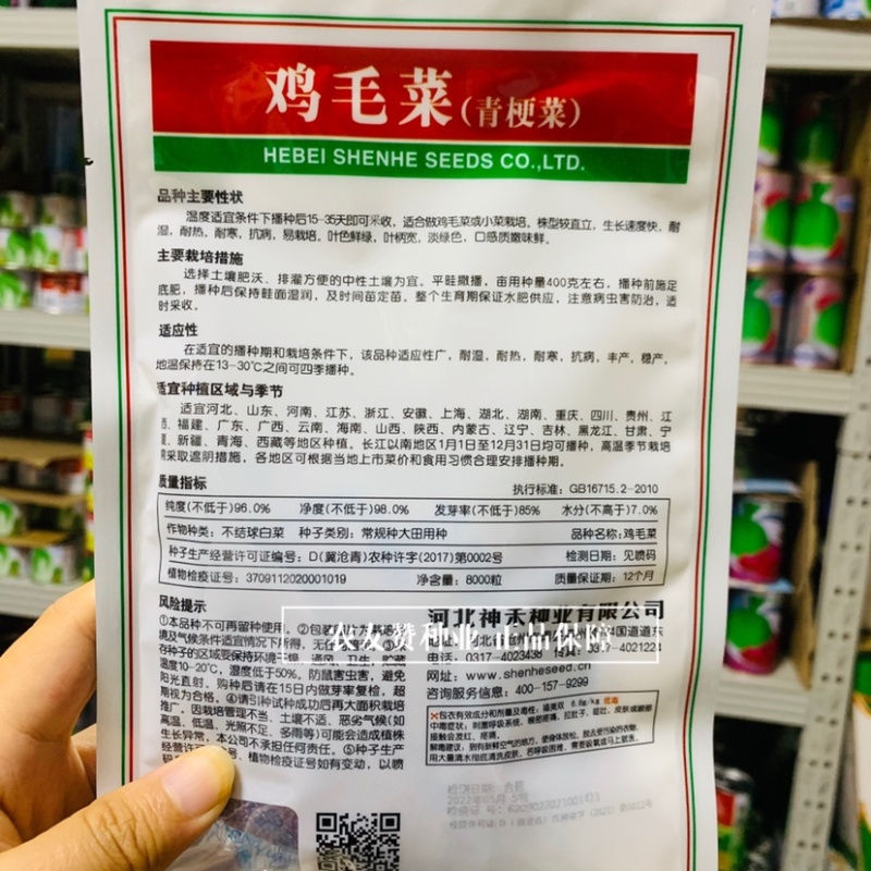 神禾鸡毛菜种子青梗菜种子四季种植蔬菜耐寒耐热小青菜
