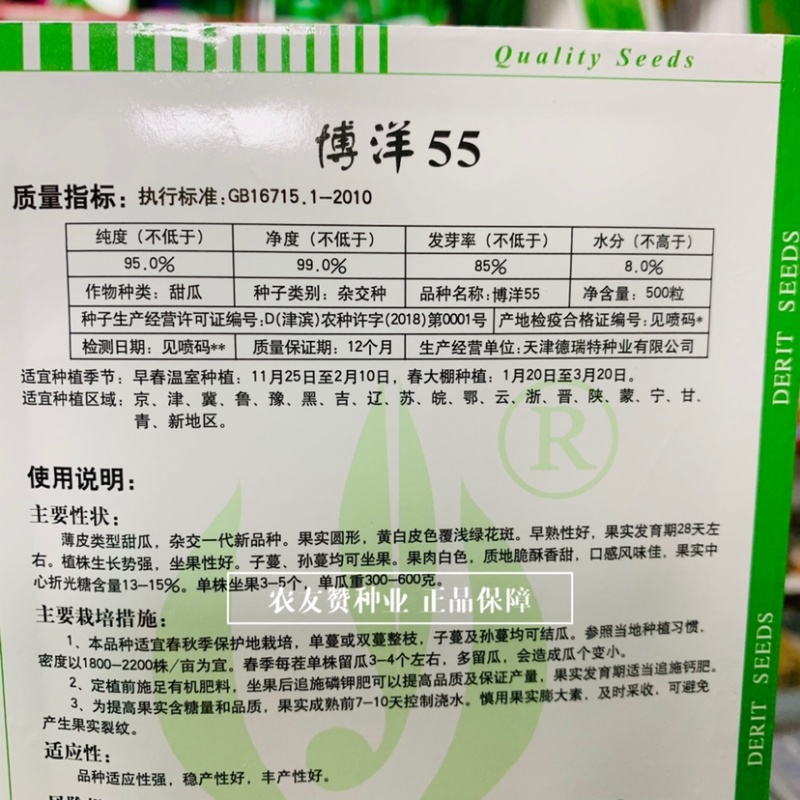 黄皮甜瓜种子博洋55甜瓜种子早熟圆形甜瓜种籽露地保护地