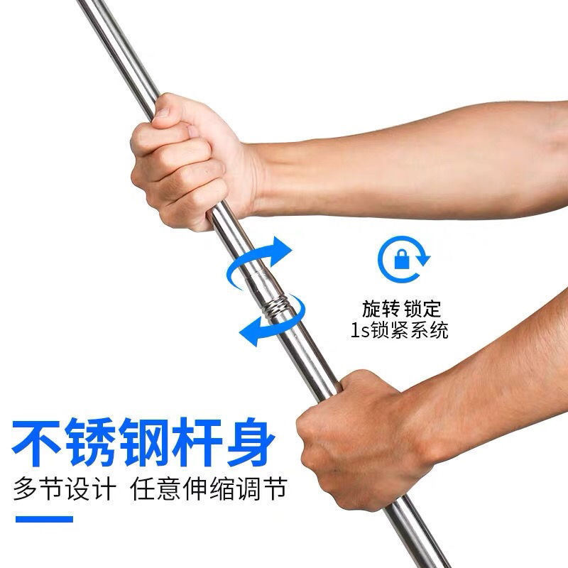 不锈钢抄网3米抄网竿捞鱼网伸缩杆网抄鱼抄网可折叠抄网头鱼