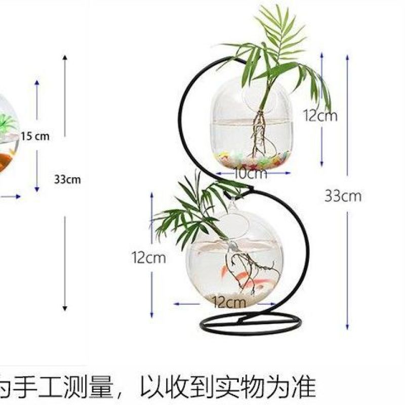 现代简约透明养鱼玻璃花瓶创意家居摆件桌面小鱼缸客厅办公装