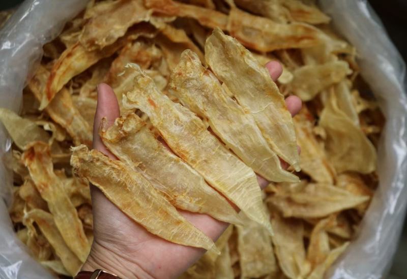 90头金龙扁条鱼胶花胶足干颜色金黄个头均匀极具性价比泡发