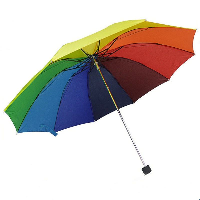 雨伞彩虹折叠晴雨伞女超大双人抗风女防晒三折8骨10骨格子
