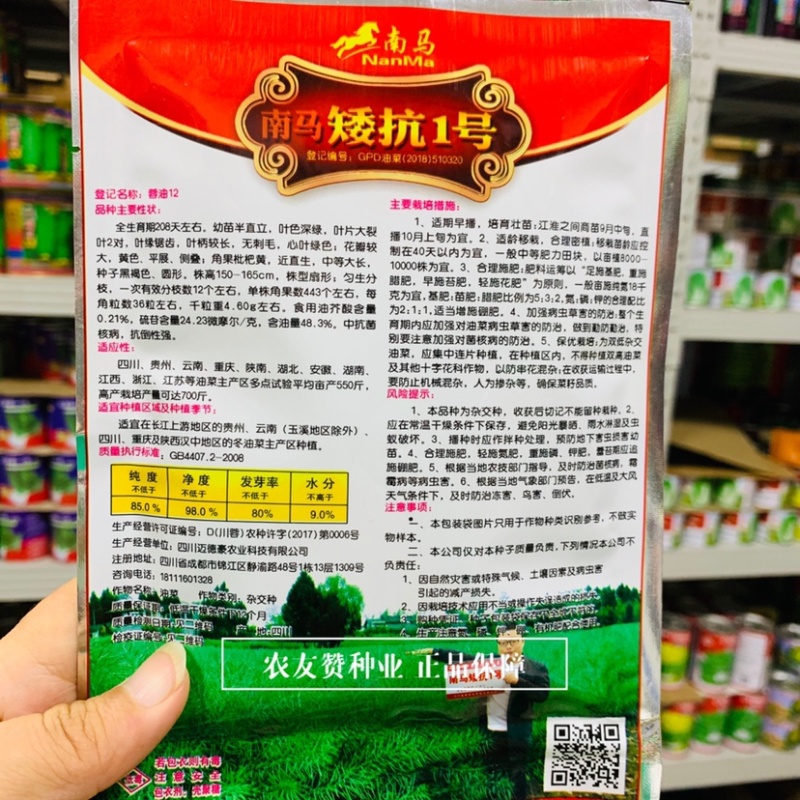 矮杆适宜机收，南马矮抗1号油菜种子矮杆油菜种子抗倒性强