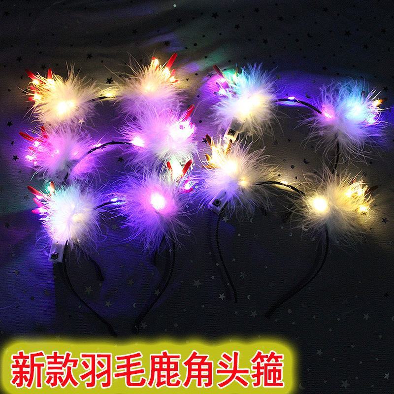 新款发光鹿角发箍圣诞节头箍演唱会发光头饰景区夜市旅游景区