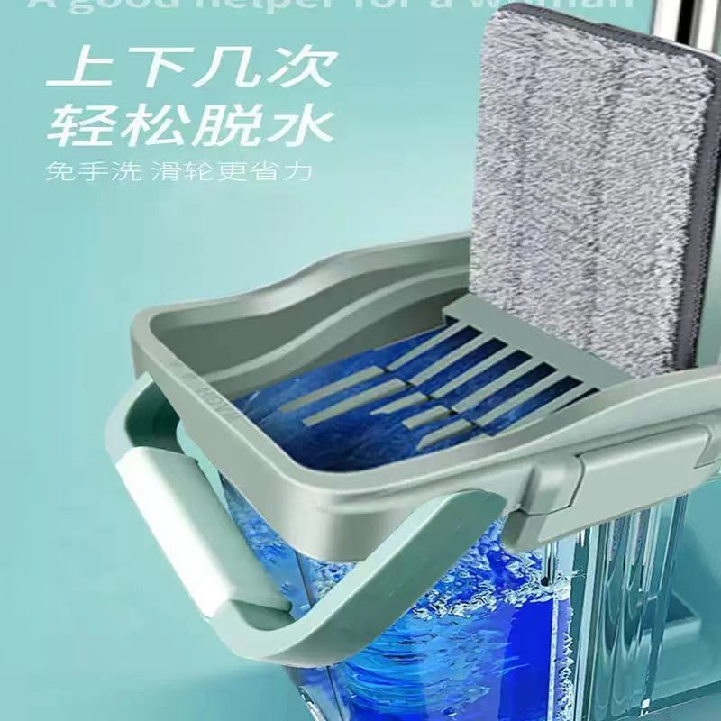 加厚款懒人免手洗拖把家用刮刮乐拖把桶拖地神器平板拖神器