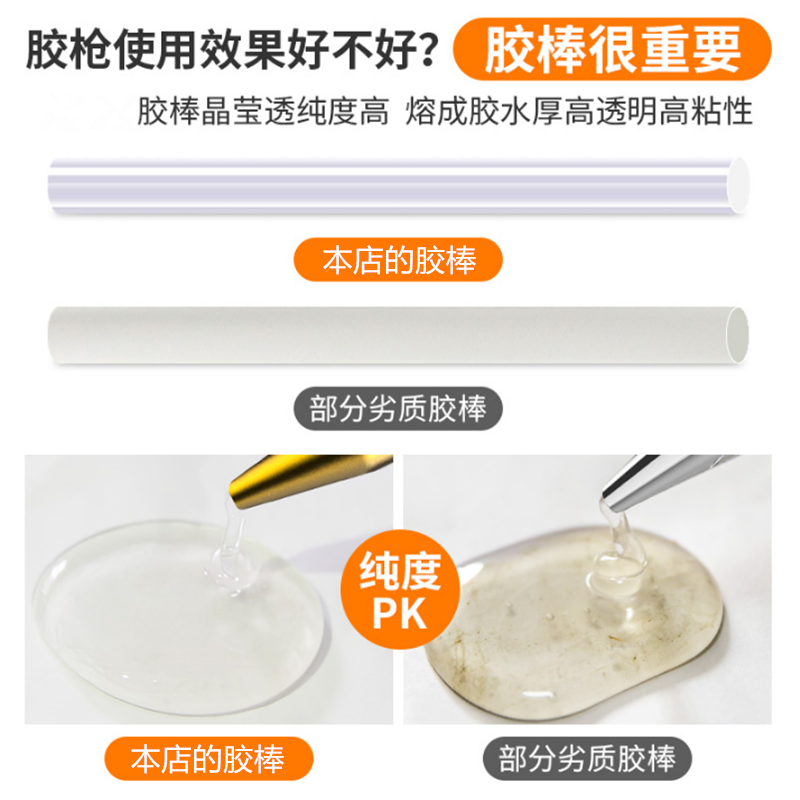 环保透明热熔胶棒热溶胶条胶枪棒棒胶高粘热胶棒7mm胶棒手