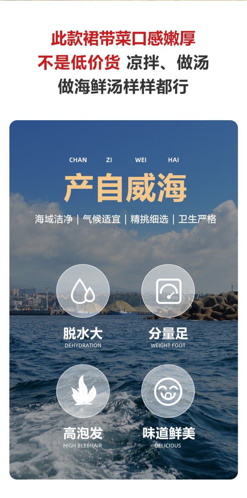 包邮~山东荣成裙带菜，海藻海白菜100g