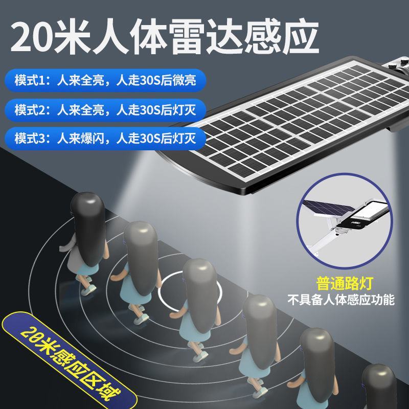 太阳能灯家用户外庭院灯新农村照明路灯高亮院子人体感应灯全
