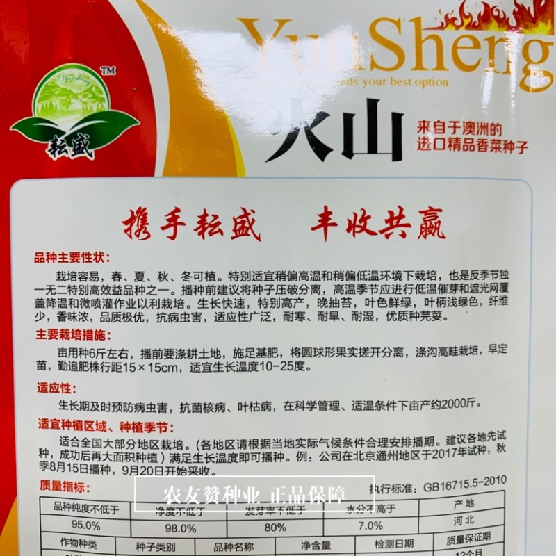 澳洲进口精品香菜种子火山香菜种籽45度短期高温不抽薹