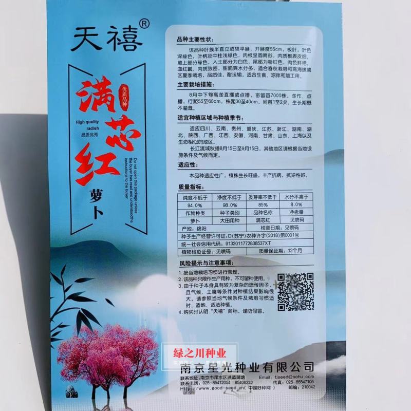 天禧心里美萝卜种子满芯红萝卜种子血红瓤甜脆多汁