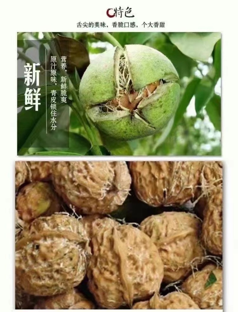 云南核桃，新鲜核桃，薄皮核桃，核桃口感香甜，带皮核桃