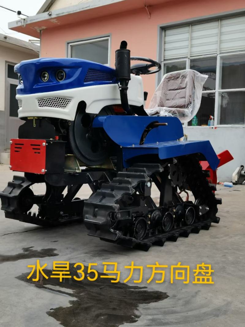 35马力乘坐式水旱两用履带式旋耕机前方可加挖掘机