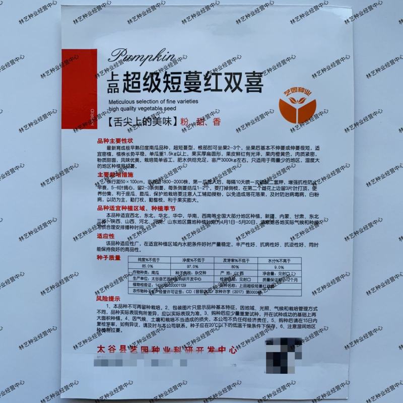 超级短蔓红双喜南瓜种子上品红皮四季种食用粉甜香小南瓜蔬菜