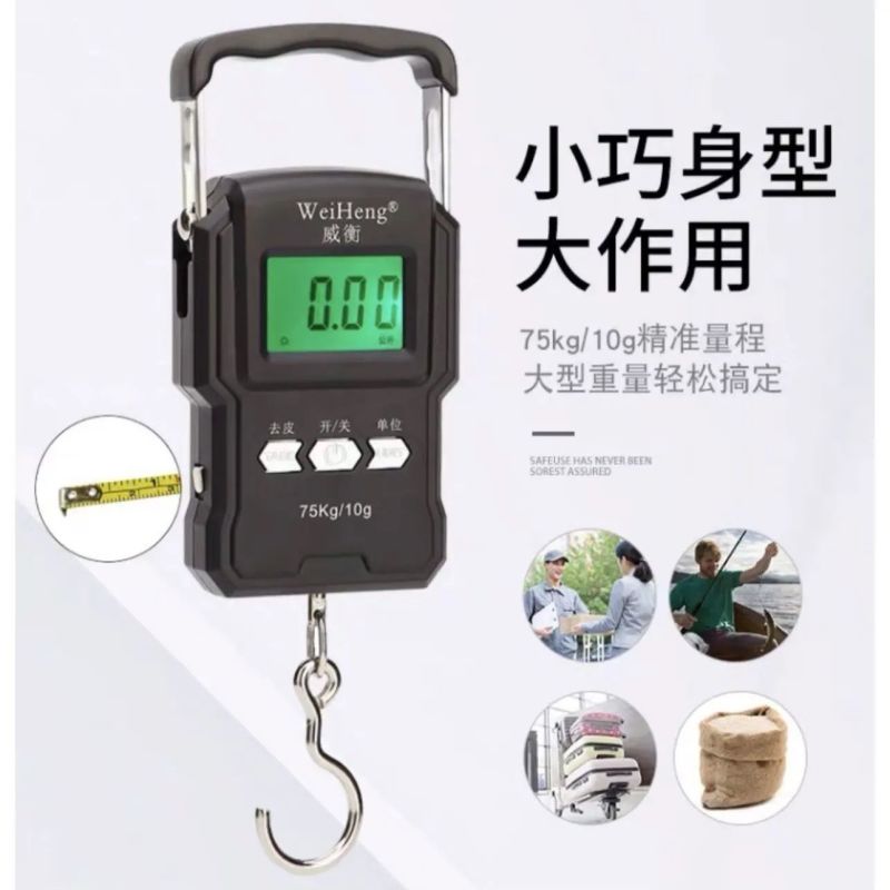 威衡手提秤高精度电子秤家用便携式行李秤商用弹簧秤75公斤