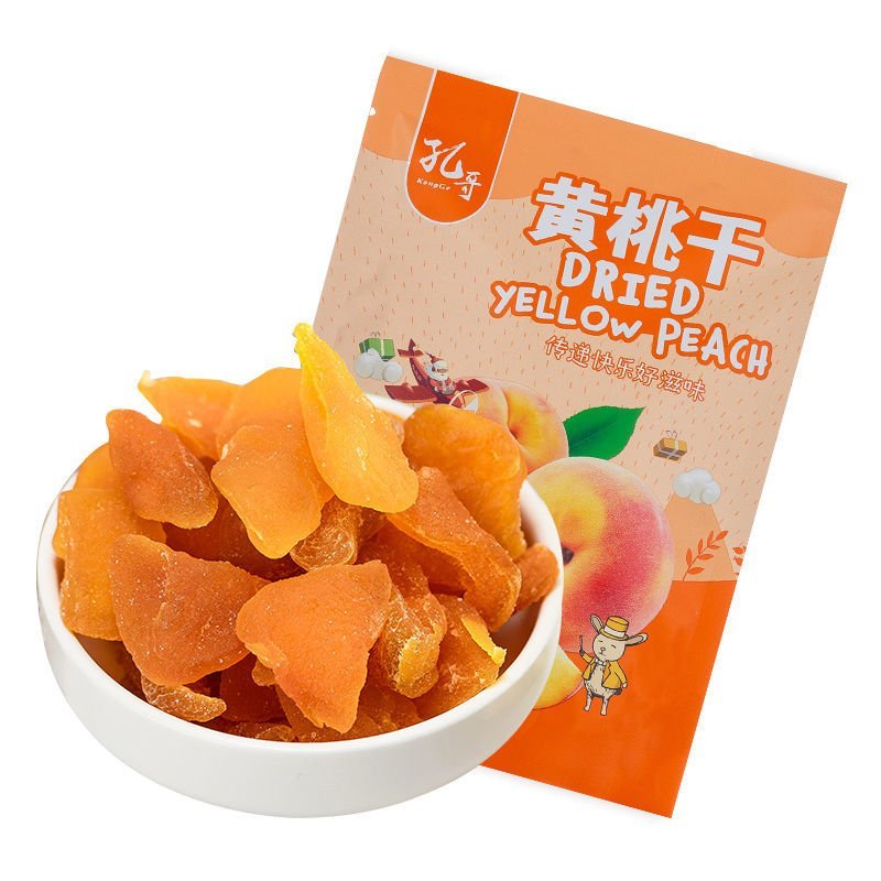 孔哥新品黄桃干水蜜桃休闲零食蜜饯水果干果脯办公室