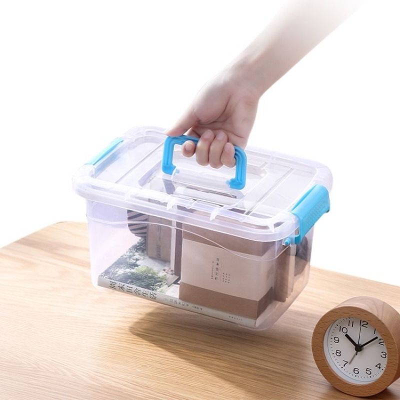 透明收纳箱塑料玩具衣服整理箱小号盒子收纳盒储物箱带盖提手