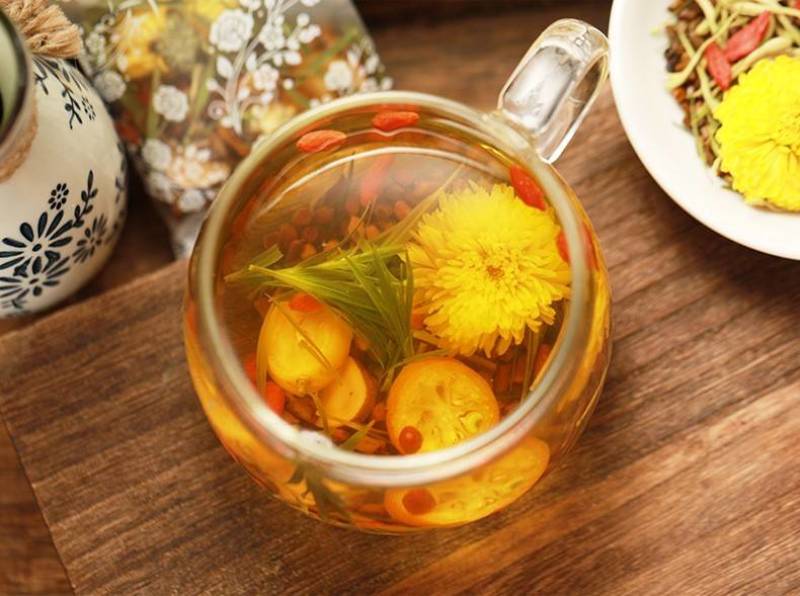 菊花决明子茶熬夜茶金银花枸杞子金桔甘草养生茶去肝火明目茶