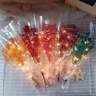永生满天星勿忘我发光干花花束成品批发夜市摆摊七夕情人节礼