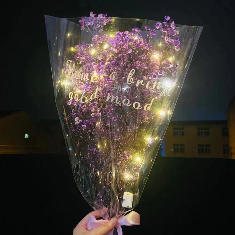 永生满天星勿忘我发光干花花束成品批发夜市摆摊七夕情人节礼