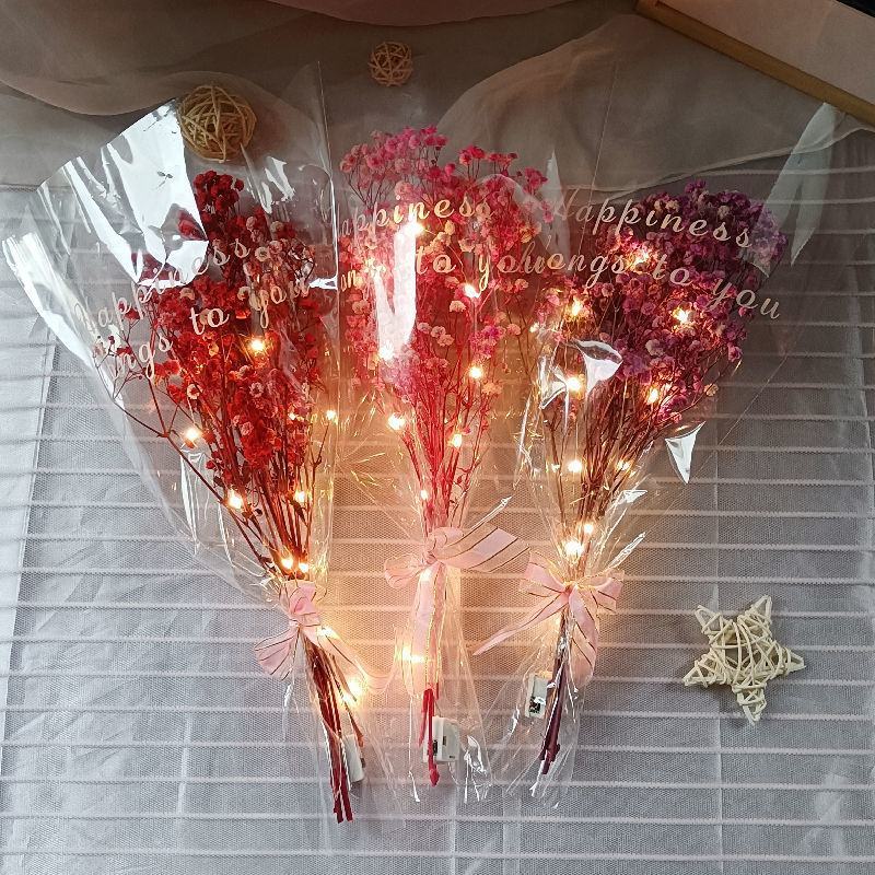 永生满天星勿忘我发光干花花束成品批发夜市摆摊七夕情人节礼