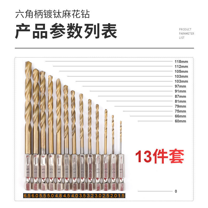 六角柄麻花钻头手枪钻钻头风批组套高速钢电动螺丝刀麻花钻头