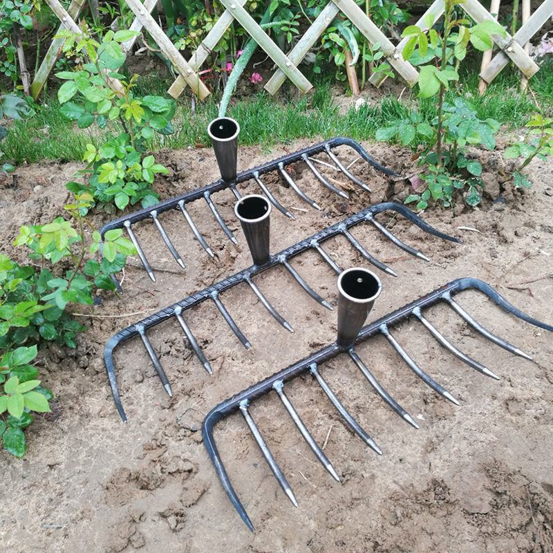 钉耙农用工具钢耙子家用翻土耙松土耙子农用铁耙多功能齿耙旋