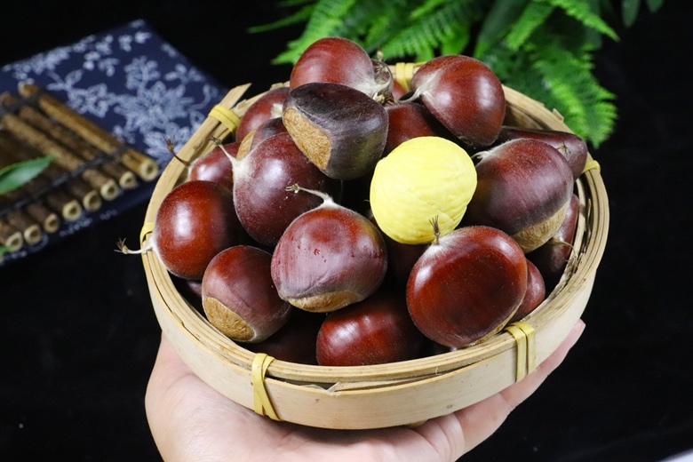 新鲜带壳栗子