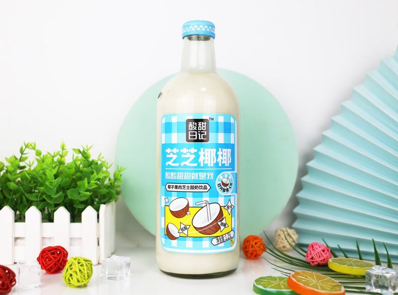 酸甜日记酸奶可撕标玻璃大瓶果粒奶昔厂家直销