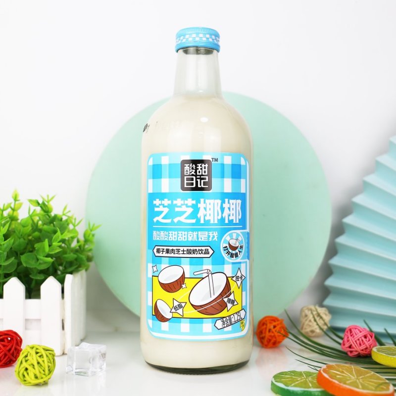 酸甜日记酸奶可撕标玻璃大瓶果粒奶昔厂家直销