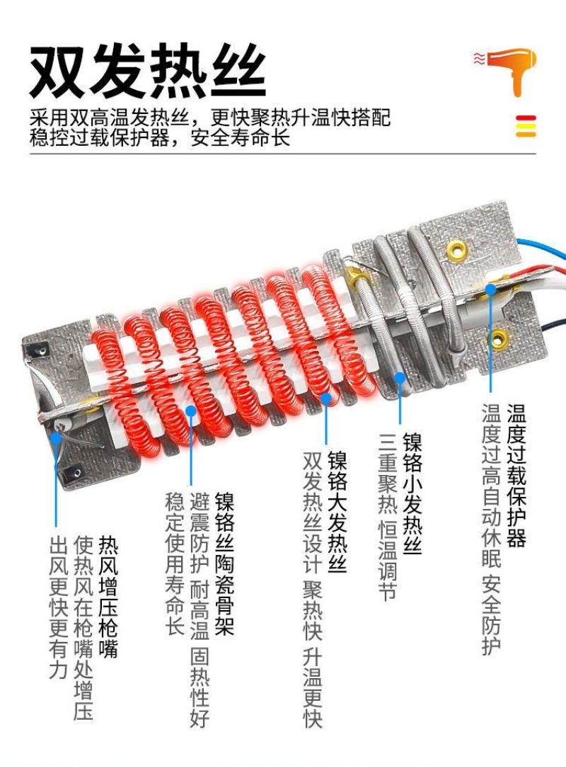 调温数显小型电热风枪焊台手机维修配件大功率小型贴膜热风机