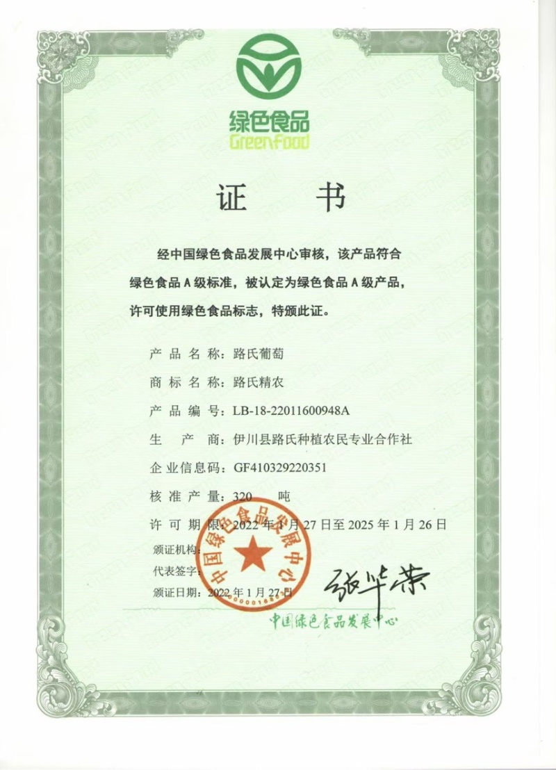 洛阳路氏精品阳光玫瑰，绿色认证富硒葡萄品质保证