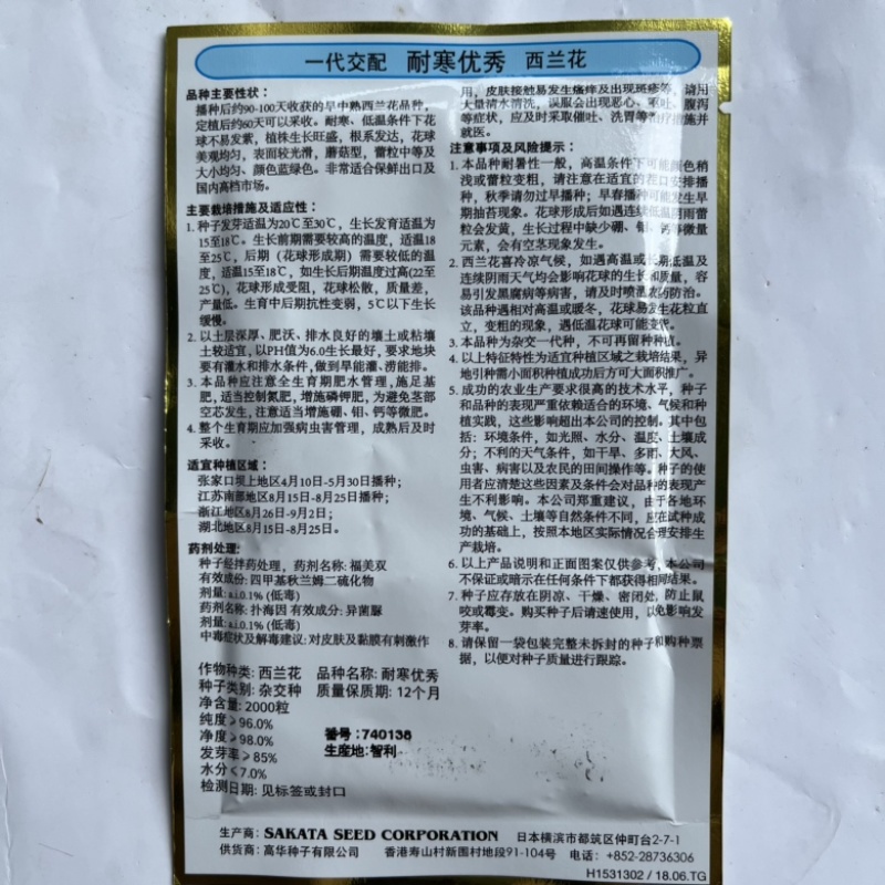 耐寒优秀西兰花种子进口品种杂交一代品种种子