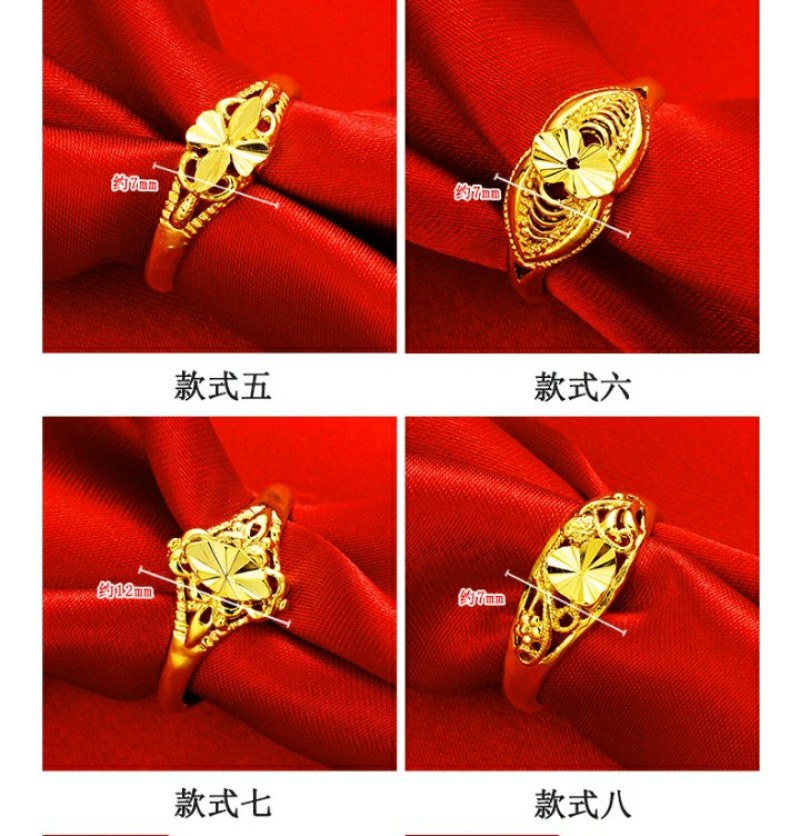 批发越南沙金仿黄金戒指女车花开口戒指镀金女戒开口调节