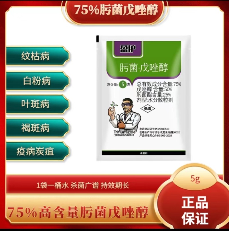 75%肟菌戊唑醇水稻稻瘟病早疫病晚疫病白粉病黑斑病