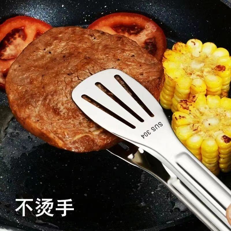 304不锈钢加厚牛排夹子厨房家用食品烧烤肉夹菜冰夹面包烘