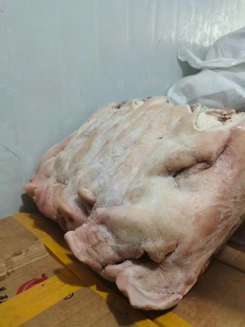 生的猪头肉新鲜去骨劈半猪脸肉，价格便宜一手货源。