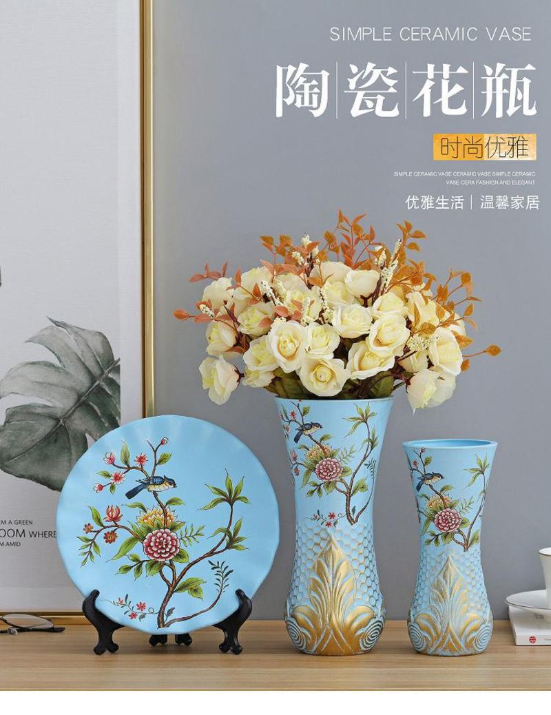 陶瓷花瓶三件套摆件家居客厅电视柜创意装饰品玄关花瓶礼品