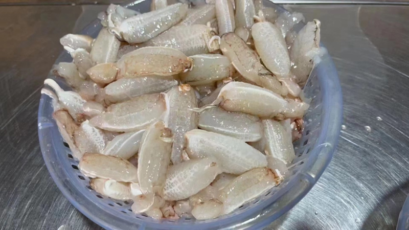 蟹脚肉大蟹腿肉无泡发扁蟹脚拥剑梭子蟹钳子现敲现冻