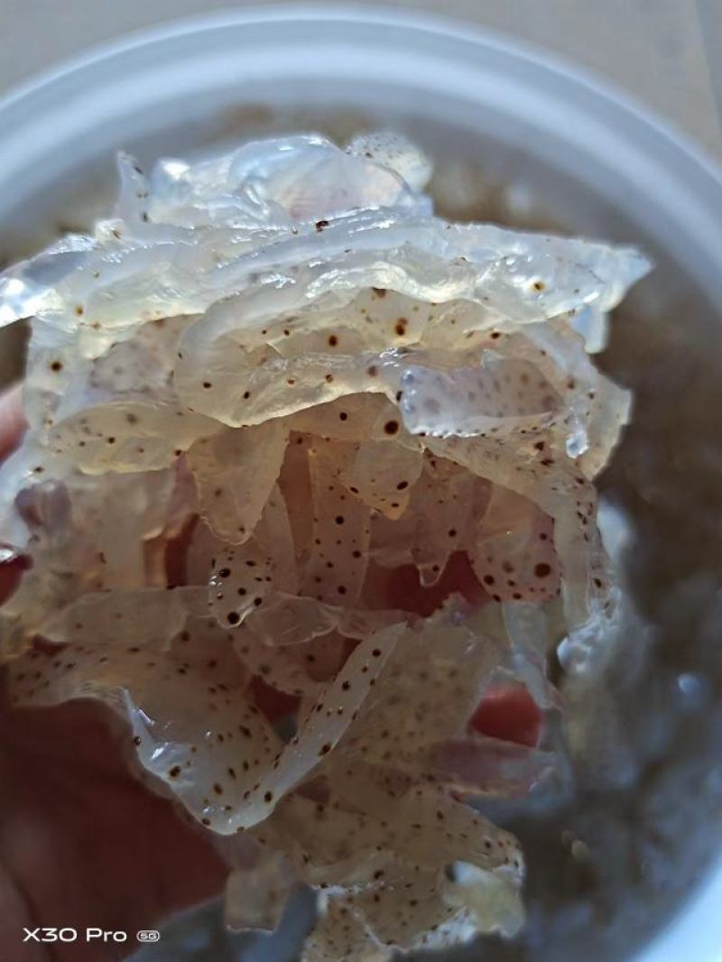 虎斑海蜇丝，桶装的，清脆爽口好吃，一桶净9斤左右