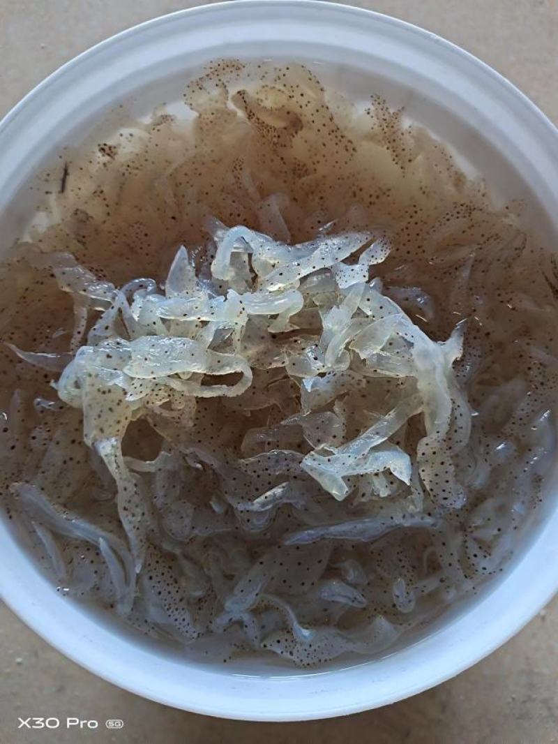虎斑海蜇丝，桶装的，清脆爽口好吃，一桶净9斤左右