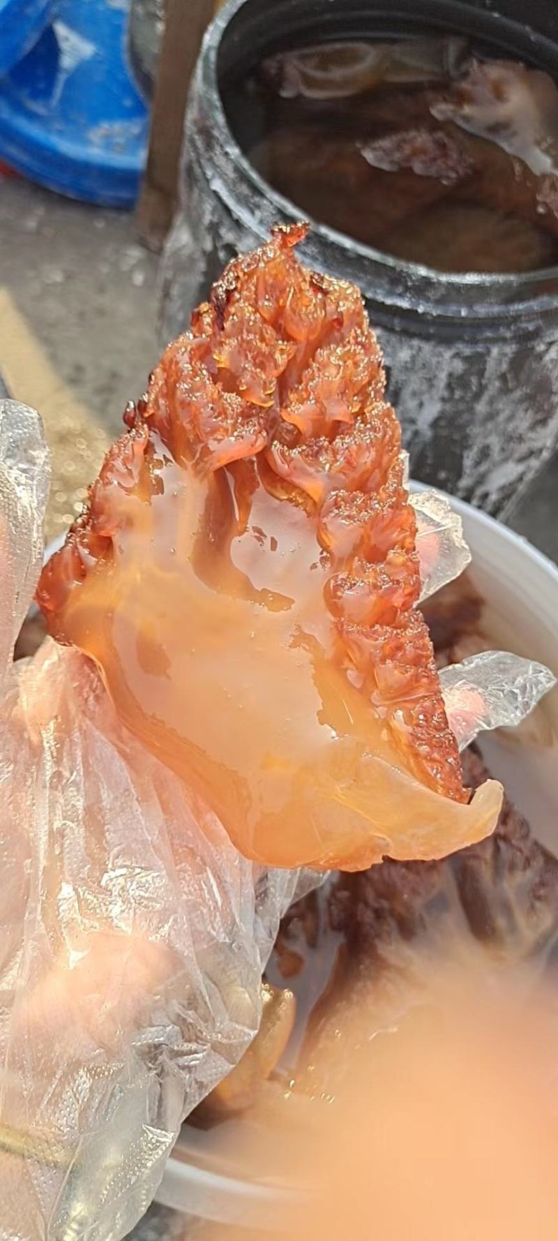 海蜇角，硬度好，桶装的，清脆爽口好吃！一桶净8斤