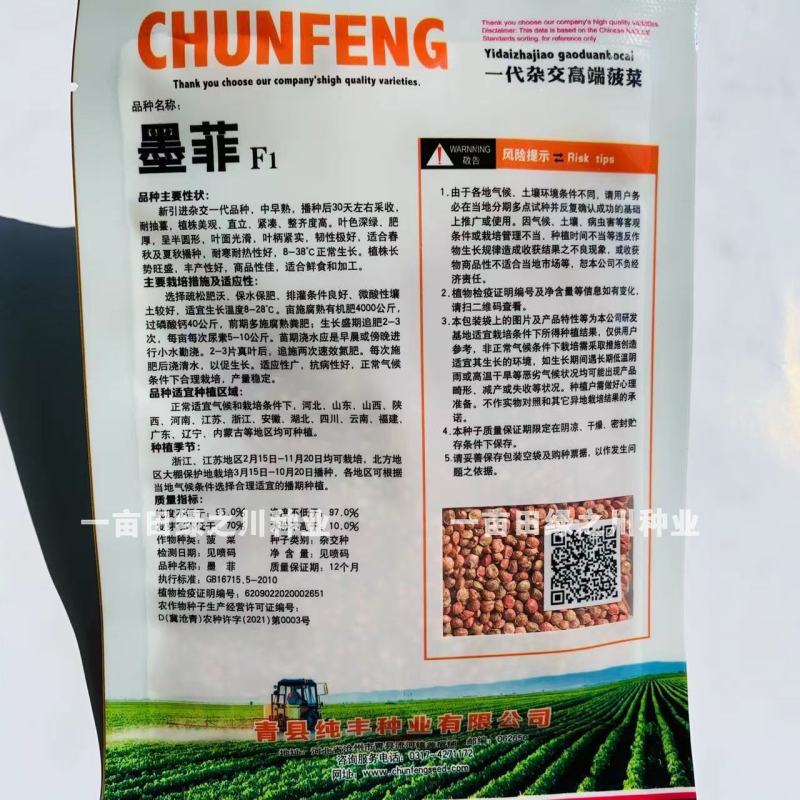 墨菲F1耐寒耐热一代杂交直立菠菜种子耐抽薹菠菜种子大叶