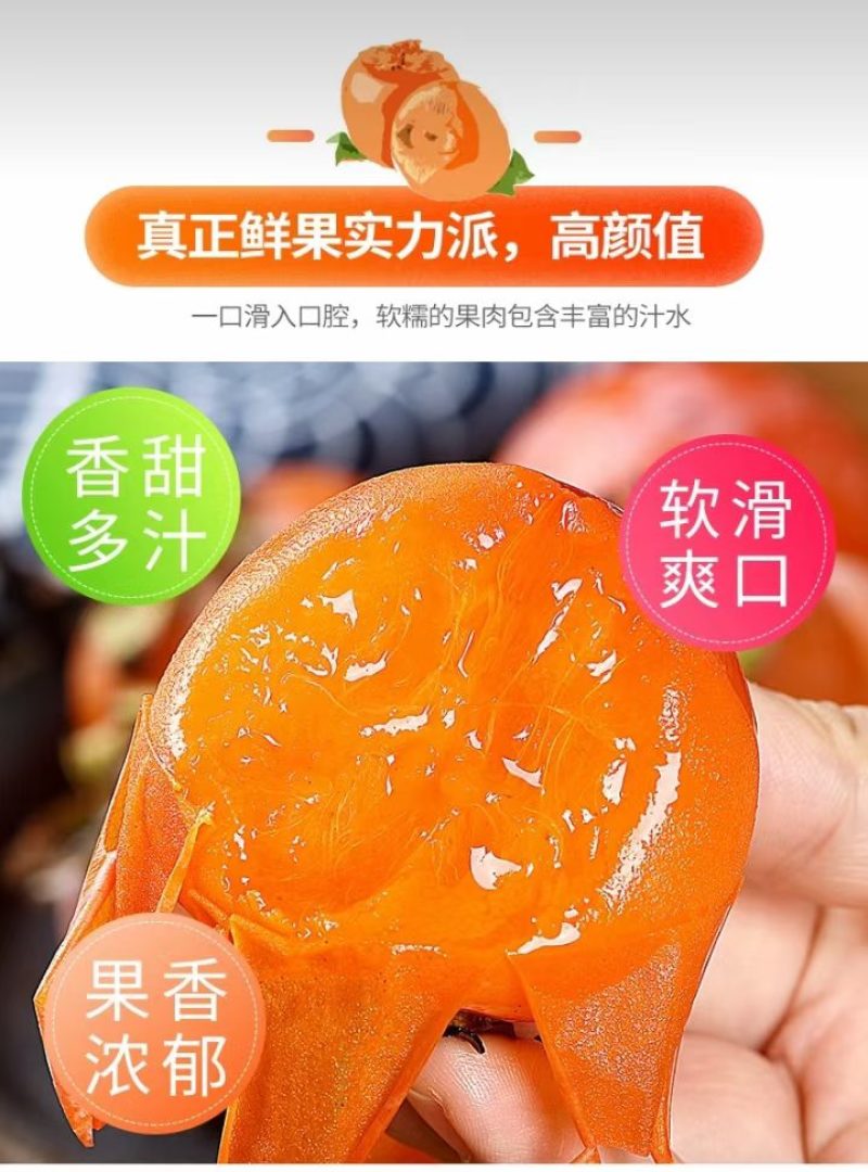 陕西大荔镰山七月黄优质水晶柿子
