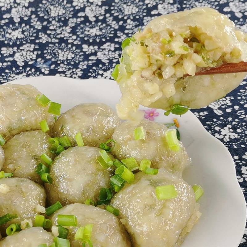 淮南特产农家纯手工制作水晶葛粉夏集贡圆猪肉圆子
