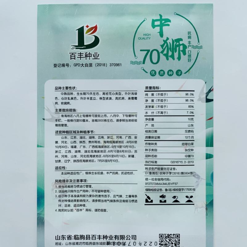 黄心大白菜种子中狮头大白菜抗病高产秋季大田种植冬季蔬菜种