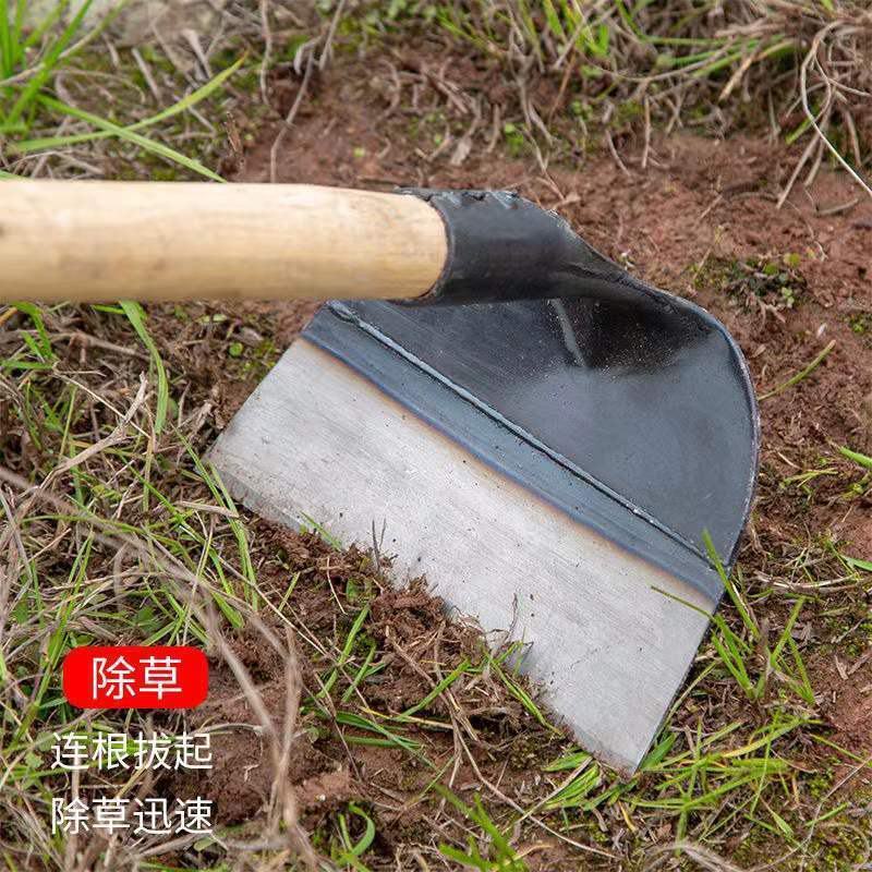 锰钢农用长柄锄头除草锄地松土专用全钢加厚农具户外挖土锄草