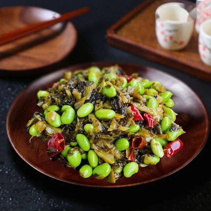 宁波特产绿佳雪菜毛豆开袋即食下饭菜开胃佐餐